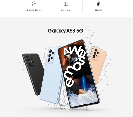 Yenilenmiş Samsung Galaxy A53 5G 128 GB Black B Kalite (12 Ay